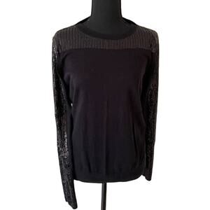 KENNETH COLE Black Festive Sequin Sweater Size Medium